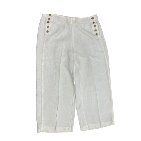 J. Jill Love Linen Cropped Pull On Pants with Button Detail Nautical Sailor MP - Picture 1 of 9